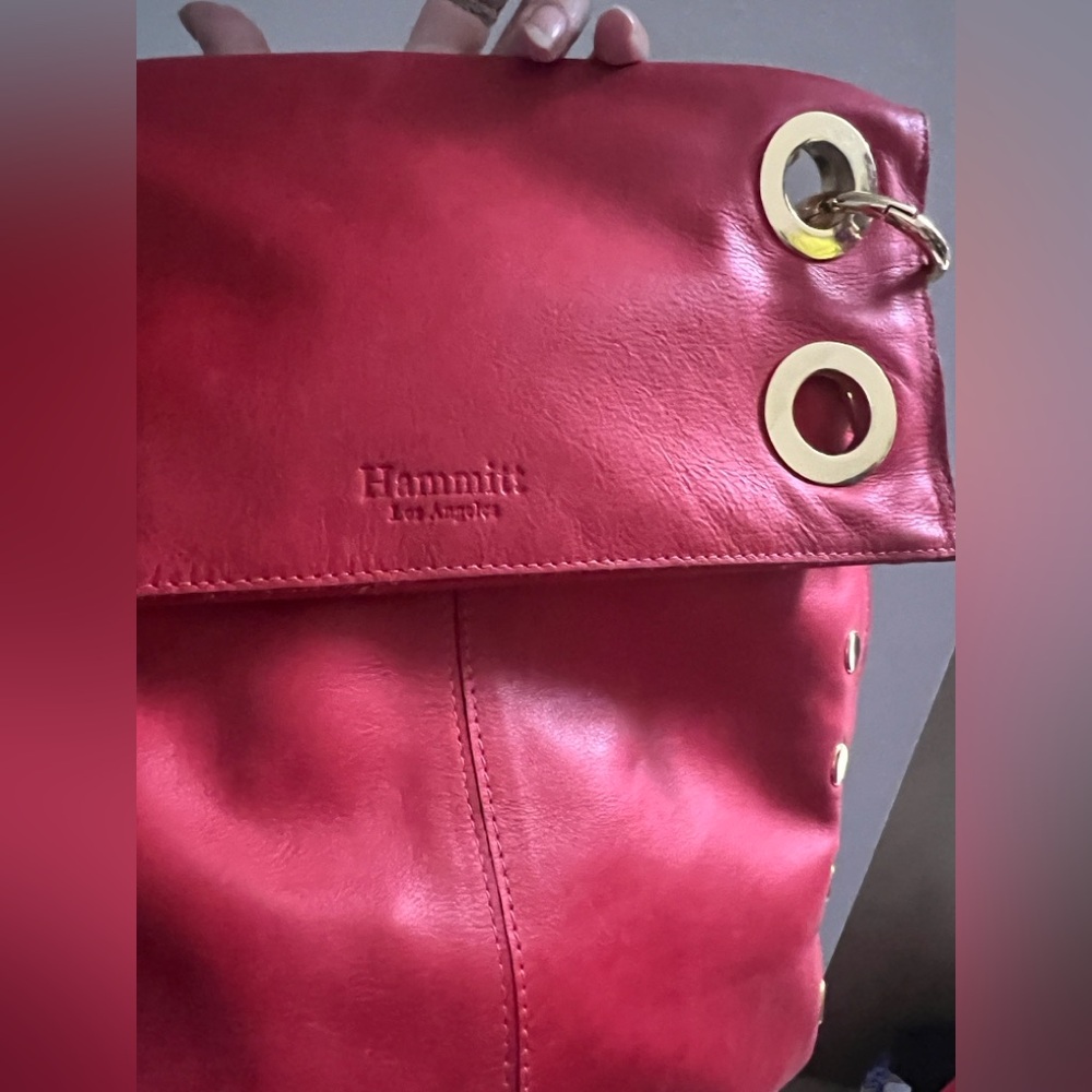 ❌SOLD❌ Hammitt Red Montana w/embossed pattern Leather Shoulder Bag. - Picture 2 of 2